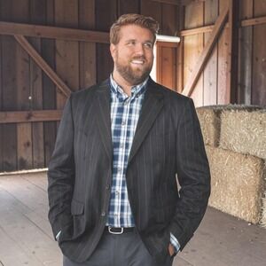 Elegante Mexico Mens Western Blazer 46 / 38  Black Pinstripe Herringbone Arrow